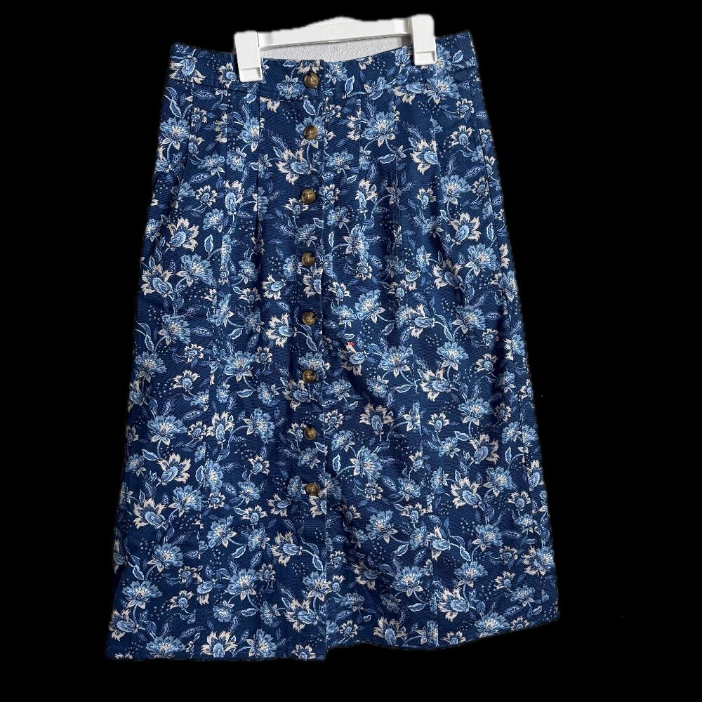 LOFT Petites Floral Button Midi Pocket Skirt NWT